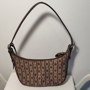 Fossil jacquard logo hobo purse, brown, very good used condition